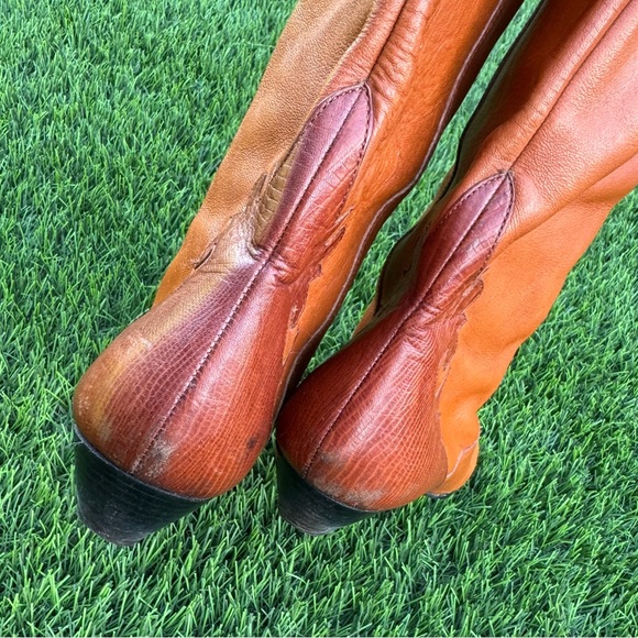 Vintage Gloria Vanderbilt Brown Leather Western Cowboy Fashion Boots (size 7.5) - Picture 4 of 12
